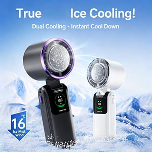 Ventilateur portable True Ice Cooling à double refroidissement, brume turbo, pour téléphone, idéal pour les voyages en extérieur 16 ° C Icy Mist - Product Image 1