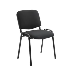 회의 의자 쌓을 수있는 검은 사무실 리셉션 의자 금속 다리 회의실 방문자 의자