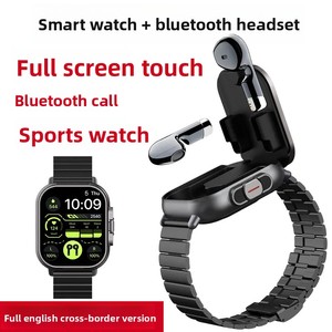Montre connectée 2-en-1 avec écouteurs intégrés, écran tactile IPS intégral pour appels, étanche, sport, acier noir, autonomie 5-10 jours - Product Image 4