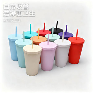 Shang Kou Ai Straw Cup 16oz Double Wall Leak Proof Travel Portable Plastic Drinkware - Product Image 1