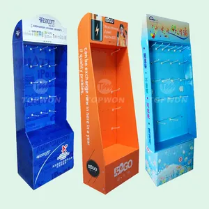 Customized Supermarket Corrugated Cardboard For Sale Standing Cardboard Hook Display With Pegs