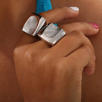 Bague décodeur d'empreintes digitales unique pour femme, en acier titane plaqué or, style décontracté, bijoux de mode