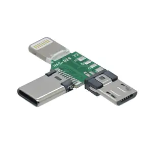 아이폰 충전기 어댑터 용 마이크로 USB 5 핀 수-타입 C 16 핀 수-8 핀 수 3 in 1 USB 트리플 헤드 어댑터 커넥터