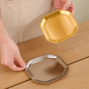 Plats de service alimentaire, plateaux à sauce, assiettes à condiments carrées en acier inoxydable, vaisselle écologique de style américain pour la maison et l'hôtel, en métal - Product Image 5