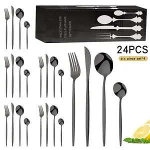 Stainless Steel 24 Pcs portuguese cutlery set Steak Spoon High Quality Stainless Steel Flatware