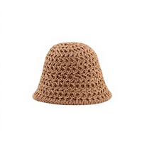 Topi Jerami Pantai Wanita Gaya Korea Desain Anyaman, Fashionable, Serbaguna, Tipis, Pelindung Wajah, Model Bucket