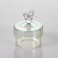 Pot en verre borosilicate transparent fait main au design moderne, écologique, avec couvercle, style cylindrique, pour la conservation durable des aliments en cuisine, vente en gros