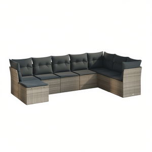 Ensemble de salon de jardin en rotin 6 places, résistant aux intempéries, design contemporain pour usage extérieur - Product Image 1