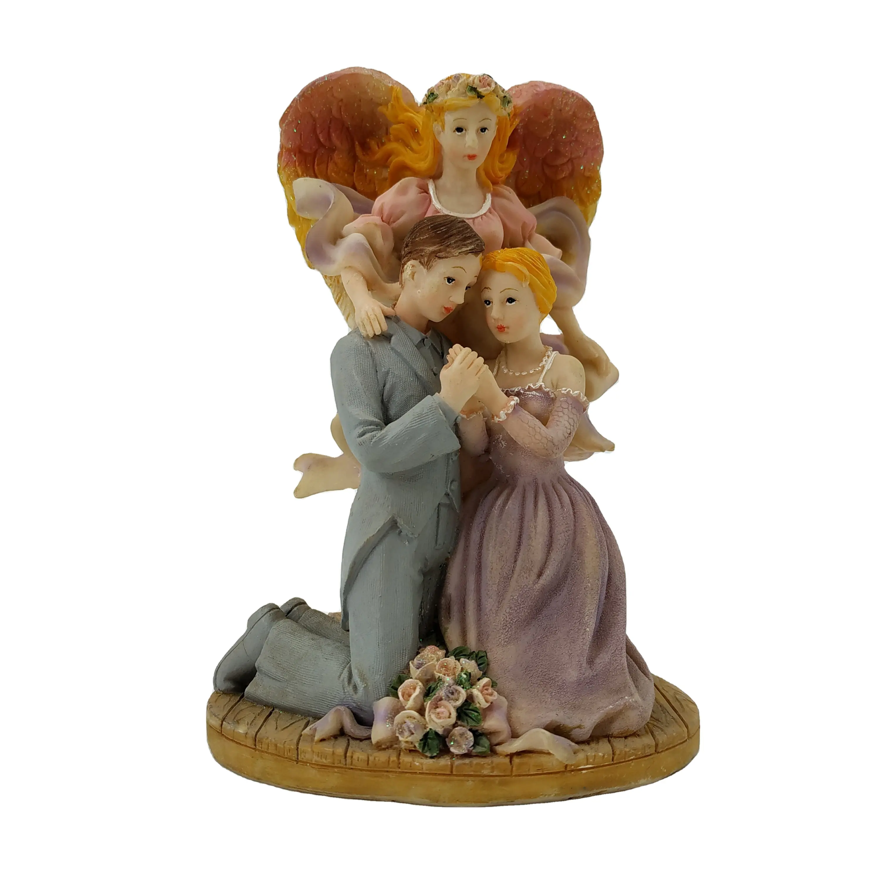 Polyresin melek nimet heykeli düğün hediyesi öğeleri ev dekor için