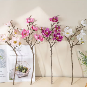 Fleur artificielle en tissu magnolia à longue tige, faite à la main, pour la décoration de table de Pâques, de la fête des mères et de Noël - Product Image 4