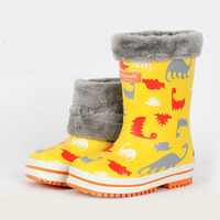 Bottes de neige pour enfants personnalisées, imprimées, thermiques, chaudes, en fourrure, imperméables, antidérapantes, en caoutchouc, mi-hautes, augmentant la taille