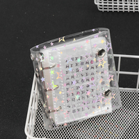 Mini classeur hebdomadaire à 3 trous en PVC transparent, organiseur à feuilles mobiles pour le bureau/l'école avec fermeture à bouton-poussoir, pages de recharge