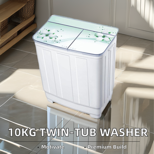 <span class=keywords><strong>Machine</strong></span> à laver électrique semi-automatique à double cuve de 10.0kg à chargement par le haut boîtier en acier inoxydable corps en plastique état neuf