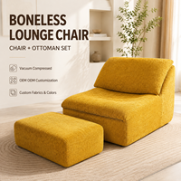 Fauteuil de salon sans accoudoirs personnalisé, compressé sous vide, avec ottoman, en mousse, pour salon et appartement
