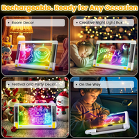 Tableau de dessin LED effaçable pour enfants, tableau de dessin créatif LED pour enfants avec veilleuse, tableau de dessin électronique pliable effaçable à sec