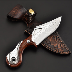 Coltello Damasco Personalizzabile con Manico in Legno, Nuovo Design a Lama Fissa per Uomo, Supporto OEM, Qualità DIY - Product Image 3