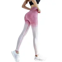 กางเกงโยคะขายาวเก้านาที,กางเกงยางยืดเอวสูงไล่โทนสีไร้รอยต่อกางเกงกระชับสัดส่วนสำหรับฤดูใบไม้ผลิ