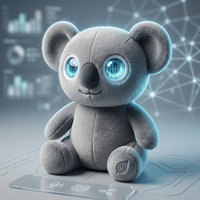 Peluche Koala Grise ChatGPT IA avec Capteur Tactile, Expressions LED Dynamiques, Recherche Multilingue, Faible MOQ, OEM ODM Disponibles