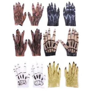 Halloween Ball Performance Costume Props Trick Horror Gants avec griffes Halloween Zombie Gants