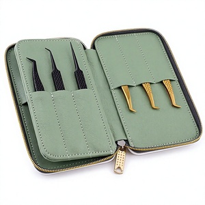 Estuche Portátil de Alta Calidad para Pinzas de Extensión de Pestañas, Organizador de Herramientas con Cierre y Ranuras Elásticas - Product Image 1
