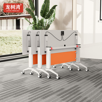 Mesa de Entrenamiento Moderna con Tapa Abatible, Escritorio Plegable para Conferencias con Ruedas, Muebles de Oficina Plegables para Sala de Capacitación
