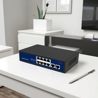 10-Port Gigabit PoE Switch DIP Switch (VLAN/Default/memperpanjang) 96W 8x 802.3af/at PoE Ports 2x Gigabit uplink jaringan Poe Switch