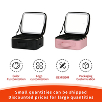 Trousse de maquillage cosmétique portable personnalisée avec miroir de bureau à LED Organisateur de voyage Trousse de maquillage étanche