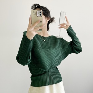 Camicetta Elegante da <span class=keywords><strong>Donna</strong></span> a Tinta Unita con Pieghe, Collezione Primavera 2026, Top a Strati con Collo Tondo e Maniche Lunghe, Slim Fit - Product Image 1