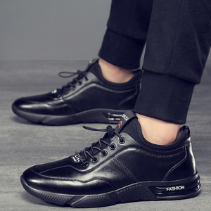 Satchi Zapatos informales de cuero con cordones para hombre, zapatillas deportivas ligeras con punta redonda, a la moda de otoño - Product Image 3