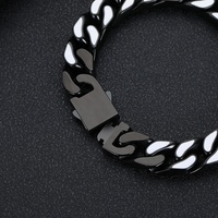 VEROMCA Bracelet cubain en acier inoxydable peint noir pour homme, Design Hip Hop, chaîne cubaine, Bracelet en acier titane