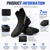 Bottes de plongée en néoprène 7 mm pour eau froide, bottes thermiques montantes antidérapantes pour combinaison de plongée, fabrication OEM, grandes tailles disponibles