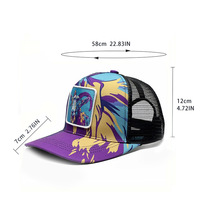 Casquette de baseball brodée motif animal - Broderie unique motif animal graffiti 100% coton maille 5 panneaux pour adulte été extérieur