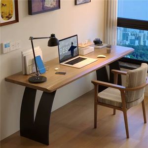 Solid Wood Office Desk Black Modern Design <b>Computer</b> Desk Home Study Workspace Furniture - Product Image 2