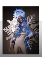 Costume de danse orientale pour femmes, design original, déesse de la neige et de la glace de Noël, sceptre lumineux, bar, Gogo, spectacle du Nouvel An