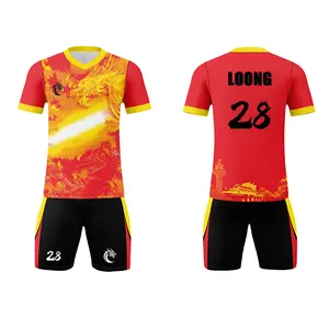 Kustom kualitas tinggi cepat kering bernapas kaus sepak bola jersey gaya Cina seragam kit