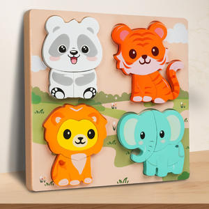 Puzzle en bois Montessori pour l'éducation précoce, <50 pièces, pour bébés et enfants, coordination œil-main, puzzle d'animaux, 1-3 ans - Product Image 2