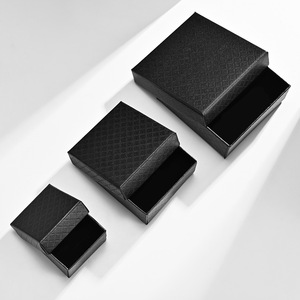 Ring and <b>earring</b> <b>gift</b> <b>box</b>, diamond-patterned black paper packaging <b>box</b>, pendant set jewelry <b>box</b> accessories. - Product Image 3
