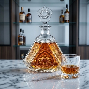 Decantador de <span class=keywords><strong>Vino</strong></span> de Cristal Transparente de Lujo con Diseño Triangular Clásico DH de 780 ml, Botella de Vidrio con Tapón, Decoración Moderna para <span class=keywords><strong>el</strong></span> Hogar y Fiestas - Product Image 1