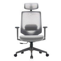 Chaise de bureau ergonomique de luxe pivotante JR RACING en maille grise moderne avec support lombaire réglable en hauteur