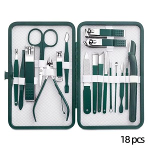 18Pcs Carbon Steel Infant <b>Nail</b> Clipper <b>Set</b> Green Manicure Grooming Kit for Travel Use - Product Image 3