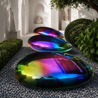 Nouvelle conception de sculpture en acier inoxydable de luxe, effet irisé, couleur changeante, pour jardin, parc, hôtel, centre commercial, place publique, taille personnalisée