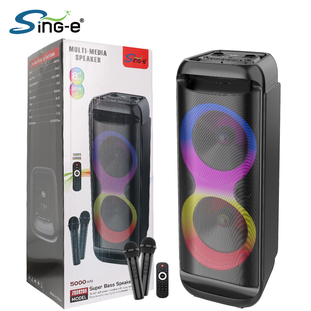 Sing-e ZQS8288 Party Speaker - RGB Double 8-Inch Outdoor BT