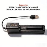 Cargador USB Portátil de una Sola Ranura para Baterías de Litio 18650/21700, para Micrófono, Reloj Inteligente y Cámara, con Arranque a Cero Voltaje