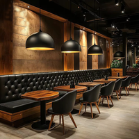 Ensemble de canapés et banquettes rembourrés de luxe moderne pour café, table à manger en bois et chaises pour restaurant, mobilier commercial de bar