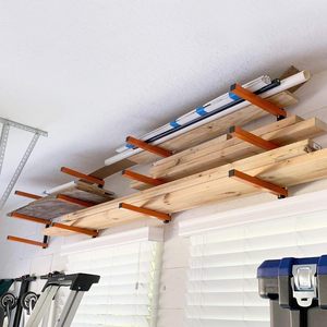 Scaffale in metallo multiuso da parete per giardino, cortile, officina, interni, con staffe in legno, Made in China - Product Image 6