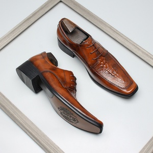 Bottes Chelsea Oxford montantes de luxe pour hommes en cuir véritable blanc, à lacets, bout fermé, antidérapantes, motif géométrique - Product Image 4