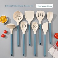 Ustensiles de cuisine : Ensemble de 8 pièces d'ustensiles de cuisson, spatule en silicone, cuillère de cuisine, spatule antiadhésive, racloir avec manche en plastique