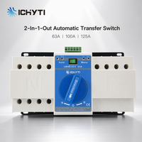 Interrupteur de transfert automatique CHYT LW4R série 4 pôles ATS 125A 400V double alimentation 2 entrées 1 sortie pour système solaire photovoltaïque