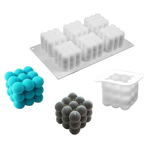 6 Even rubik's Cube bougie parfumée Silicone <span class=keywords><strong>moule</strong></span> 3D géométrie <span class=keywords><strong>Mini</strong></span> boule <span class=keywords><strong>magique</strong></span> chocolat Mousse gâteau <span class=keywords><strong>moule</strong></span> cadeaux décoration de la maison - Product Image 1