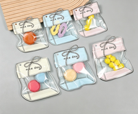 Sacs auto-adhésifs transparents miniatures mignons de style dessin animé, pochettes de rangement pour badges et bijoux Kawaii, sacs à fermeture éclair transparents pour pinces à cheveux, maquillage